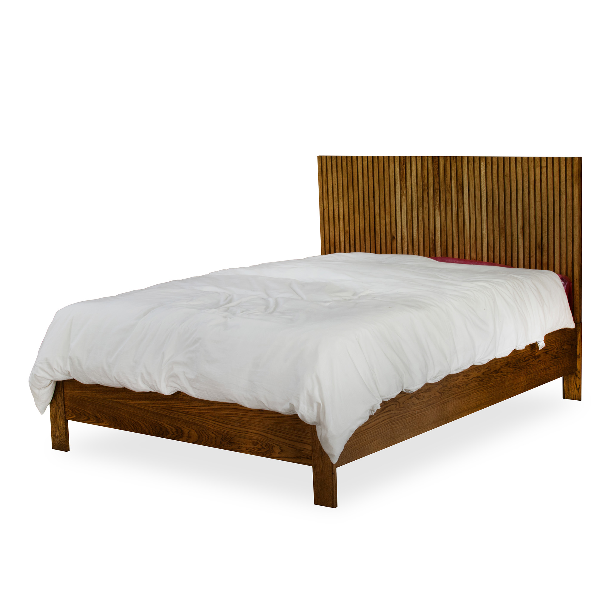 851147 BED SLATTED QUEEN XL OLD TEAK