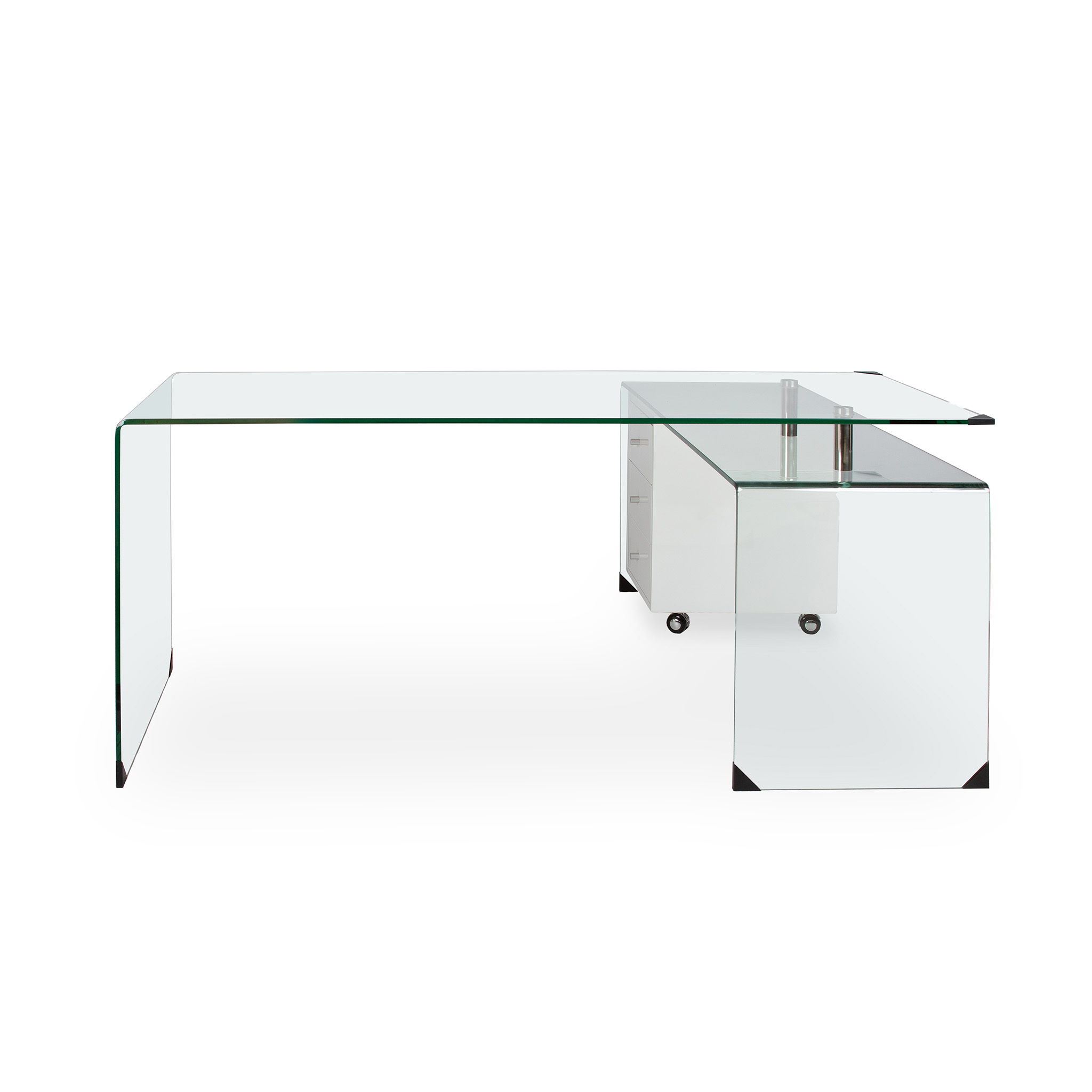 811151 DESK GLASS WWHITE PEDESTAL 170X70X73 DA1109-W